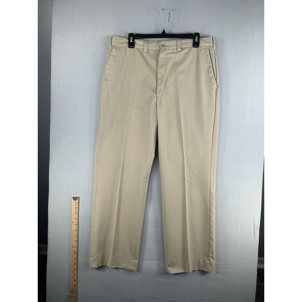 SET Wear Union Made 36x29 Beige Dress Pants Polyester Cotton Flat Front